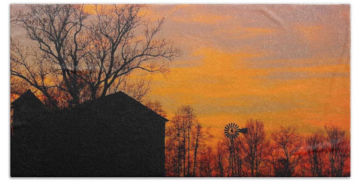Sunset Hand Towel featuring the photograph Country View by Randy Pollard