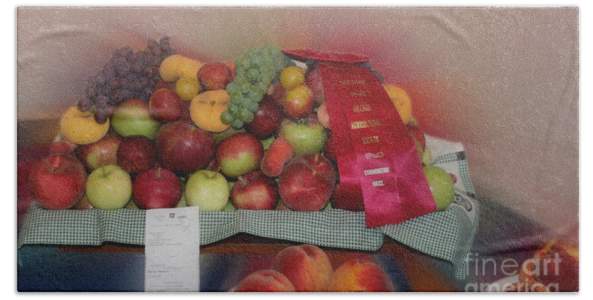Country Fair Bath Towel featuring the photograph County Fair Fruit Prize 4 by Smilin Eyes Treasures