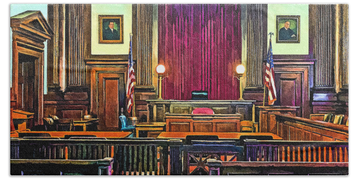 Court Hand Towel featuring the photograph Courtroom by Susan Savad