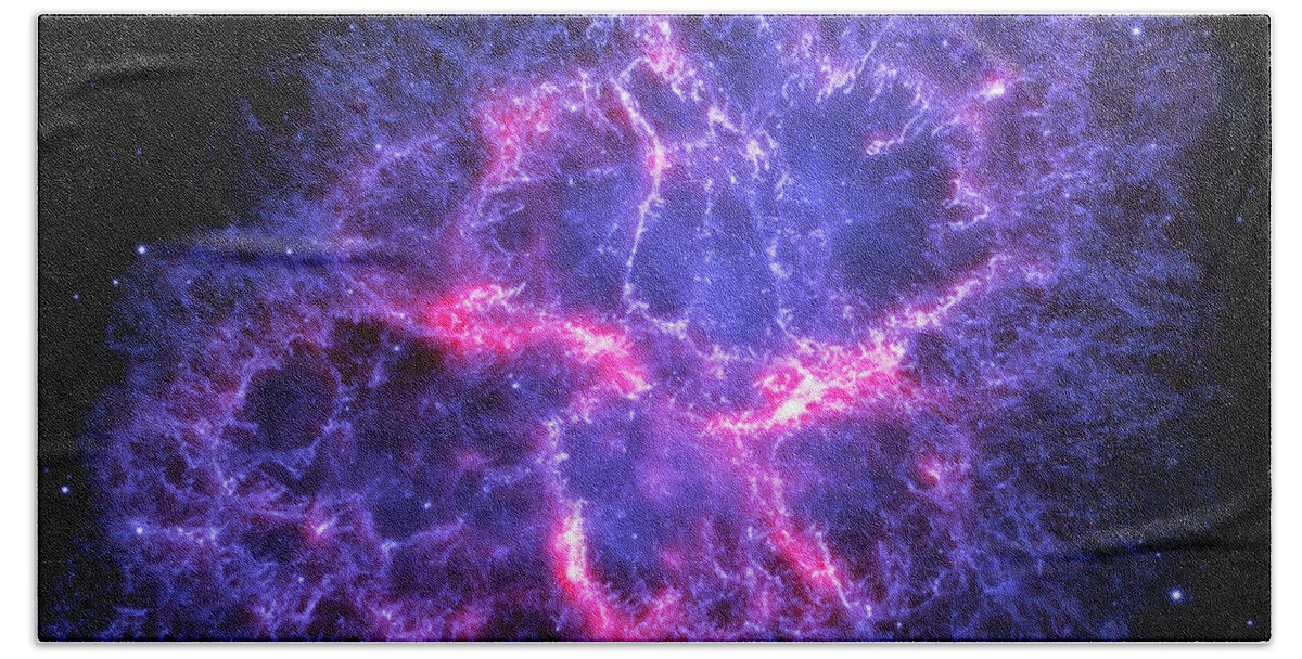 3scape Bath Towel featuring the photograph Crab Nebula in Blue by Adam Romanowicz
