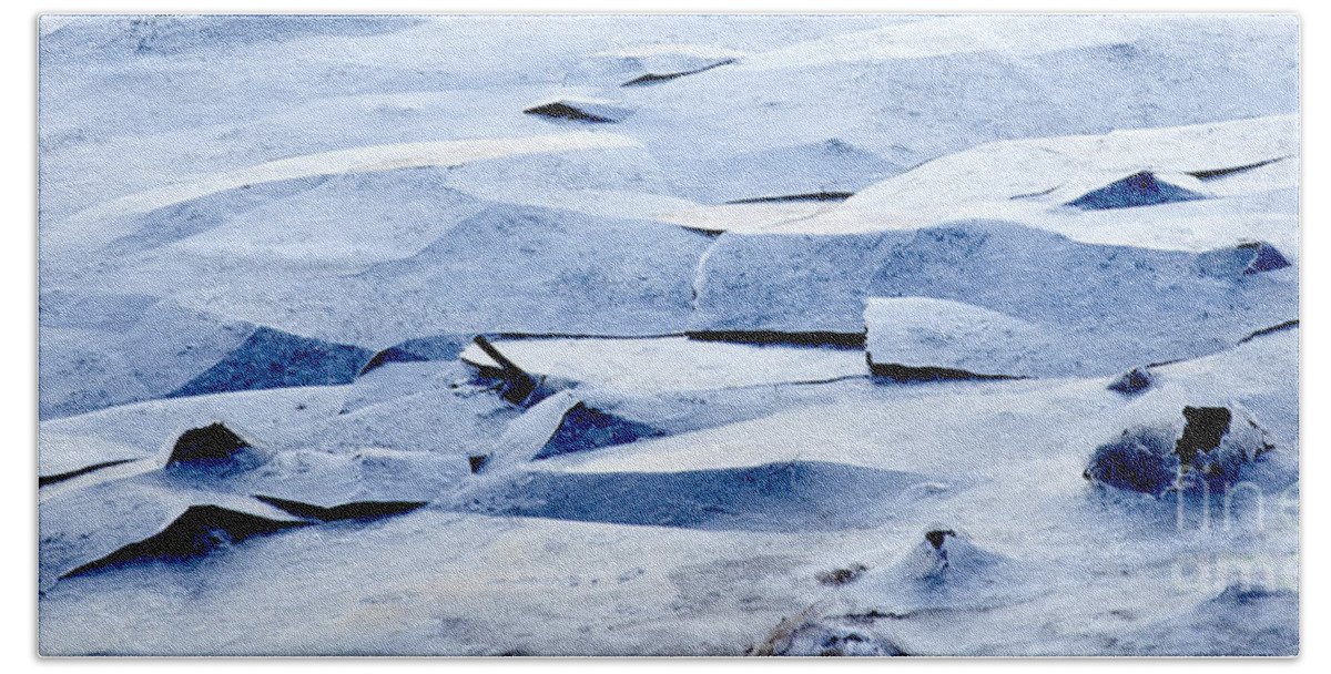 Ice Bath Towel featuring the photograph Cracked Icescape by Liz Leyden