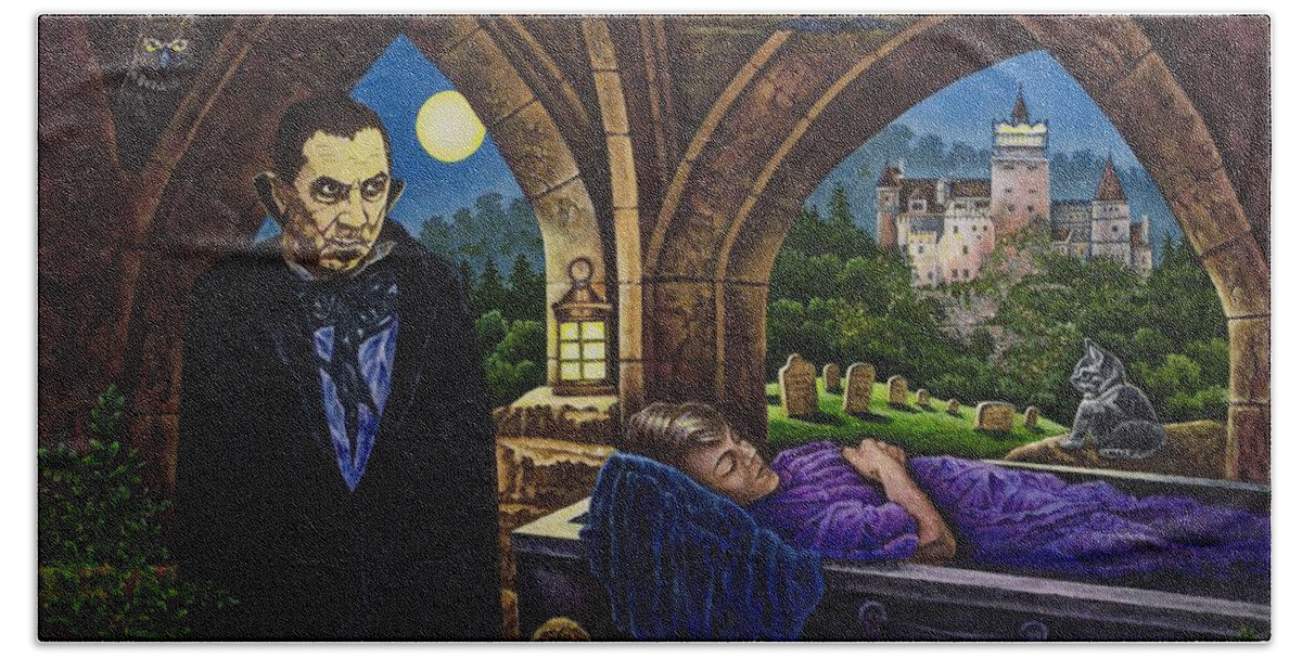 Bela Lugosi Bath Towel featuring the painting Creatures of the Night by Michael Frank