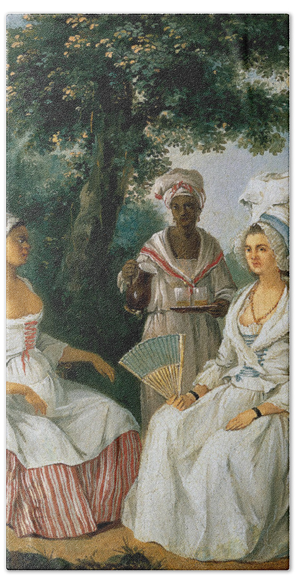 Agostino Brunias Hand Towel featuring the painting Creole Woman and Servants by Agostino Brunias