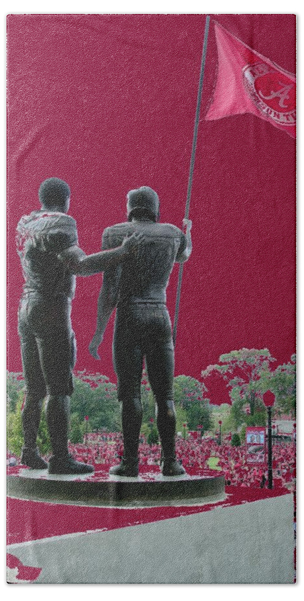 Gameday Hand Towel featuring the photograph Crimson Walk of Champions by Kenny Glover