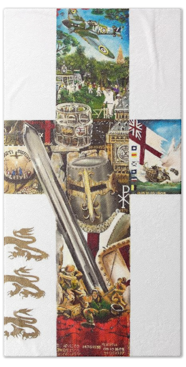 Cross Of St. George Hand Towel featuring the painting Cross of St George by John Palliser