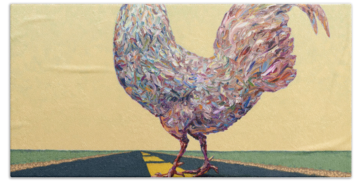 Chicken Hand Towel featuring the painting Crossing Chicken by James W Johnson