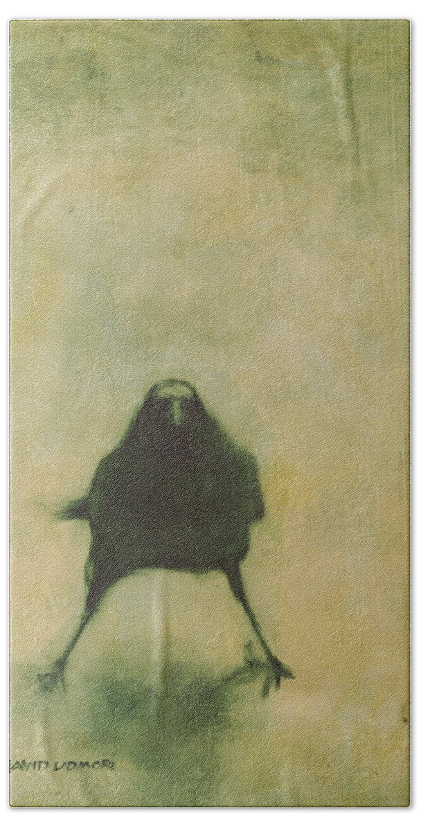 Crow Hand Towel featuring the painting Crow 6 by David Ladmore