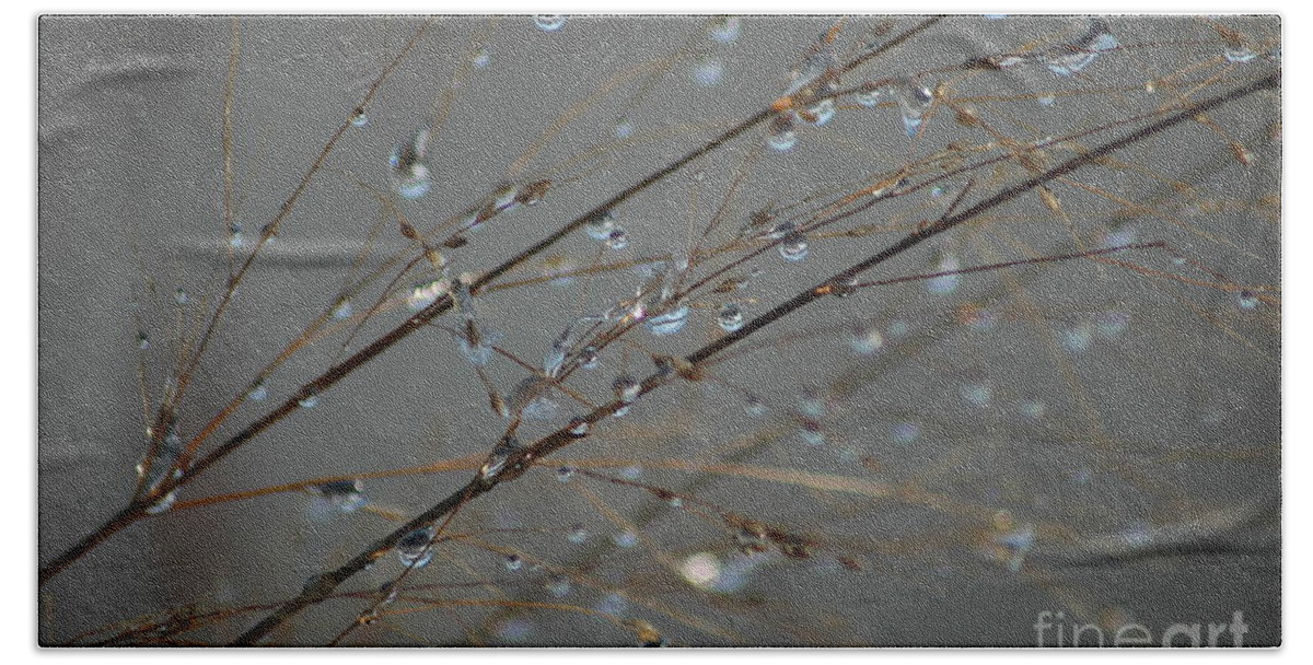 Drops Bath Towel featuring the photograph Melting Snow Droplets by Susan Carella