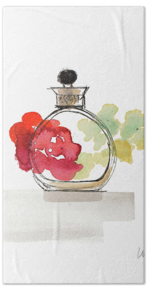 Crystal Hand Towel featuring the painting Crystal Watercolor Perfume IIi by Lanie Loreth