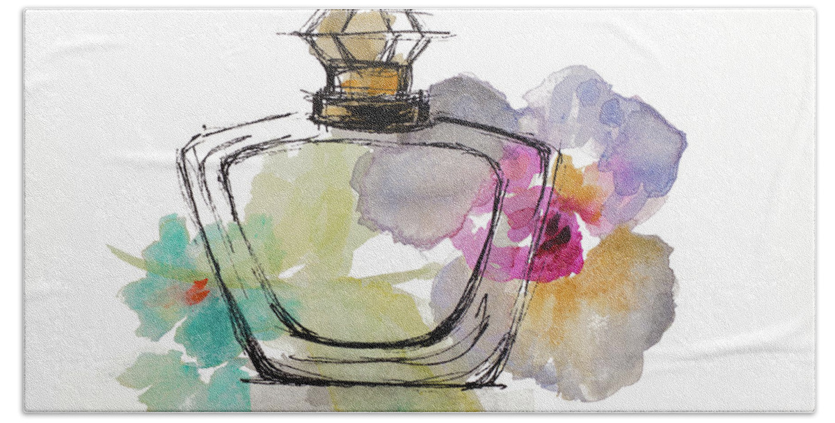 Class Hand Towel featuring the painting Crystal Watercolor Perfume Square I by Lanie Loreth