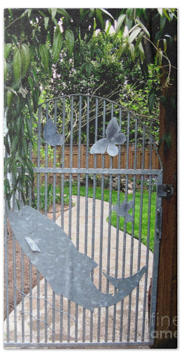 Butterfly Bath Towel featuring the photograph Custom Gate Portland Oregon by Mars Besso