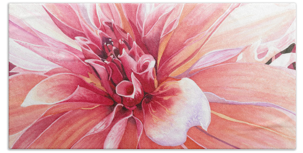 Flowers Bath Towel featuring the painting Dahlia Dazzler by Barbara Jewell