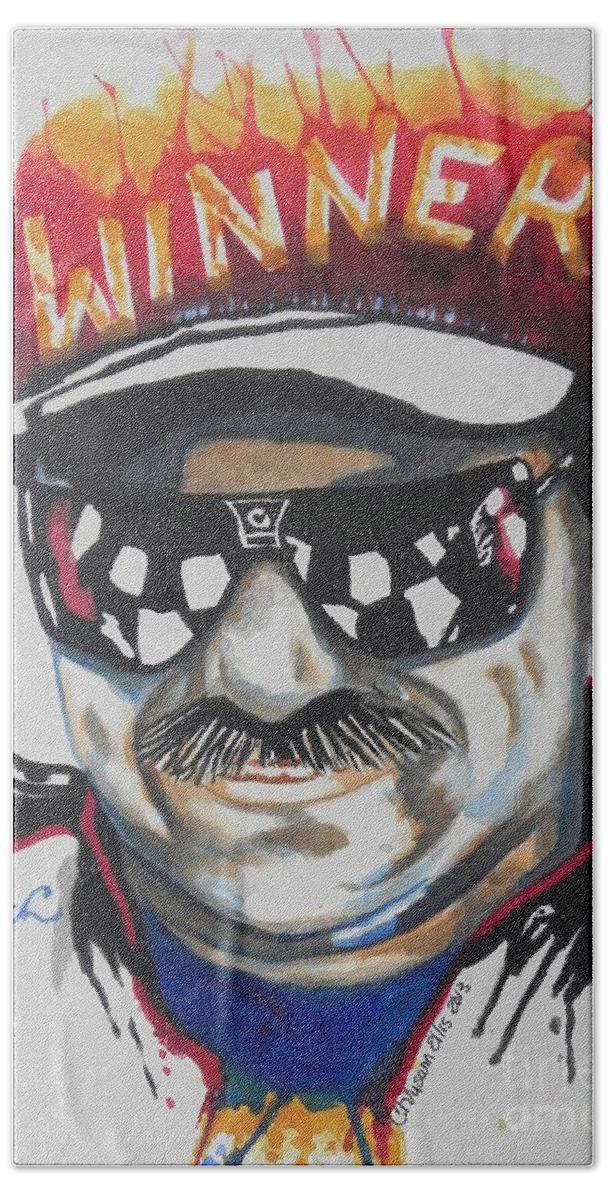Watercolor Painting Hand Towel featuring the painting Dale Earnhardt Sr by Chrisann Ellis