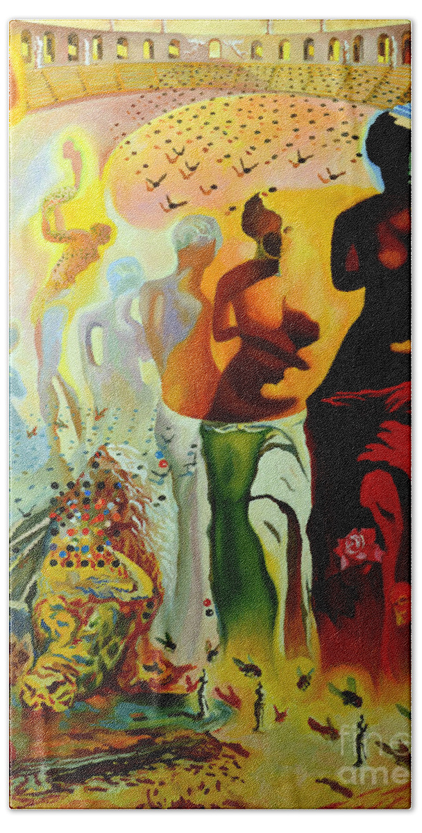 Salvador Dali Hand Towel featuring the painting Dali Oil Painting Reproduction - The Hallucinogenic Toreador by Mona Edulesco