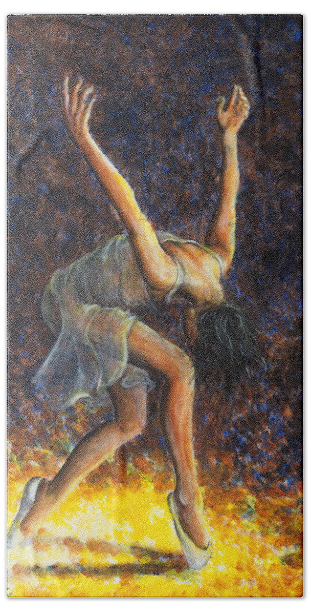 Dancer Bath Towel featuring the painting Dancer VIII by Nik Helbig