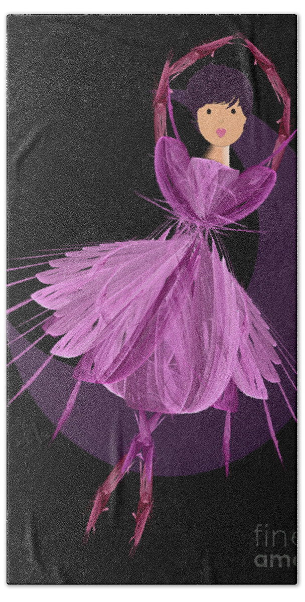 Ballerina Bath Towel featuring the digital art Dancing With The Moon A by Andee Design