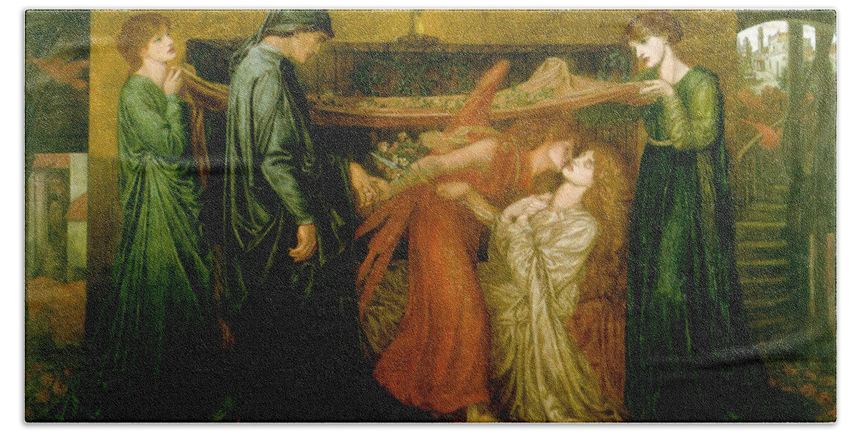 Dante Bath Towel featuring the painting Dantes Dream at the Time of the Death of Beatrice 1856 by Philip Ralley