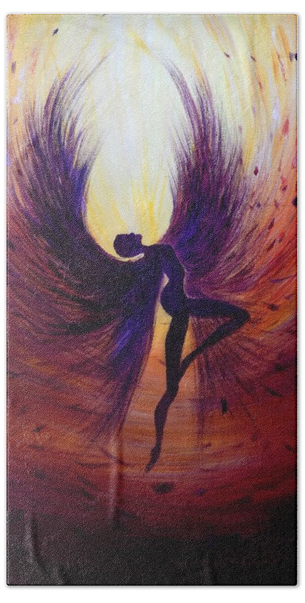 Light Hand Towel featuring the painting Dark Angel by Lilia S
