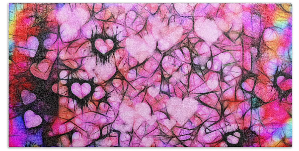 Valentine Bath Towel featuring the photograph Moody Grunge Hearts Abstract by Marianne Campolongo