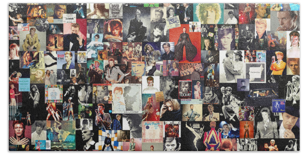 David Bowie Bath Towel featuring the digital art David Bowie Collage by Zapista OU