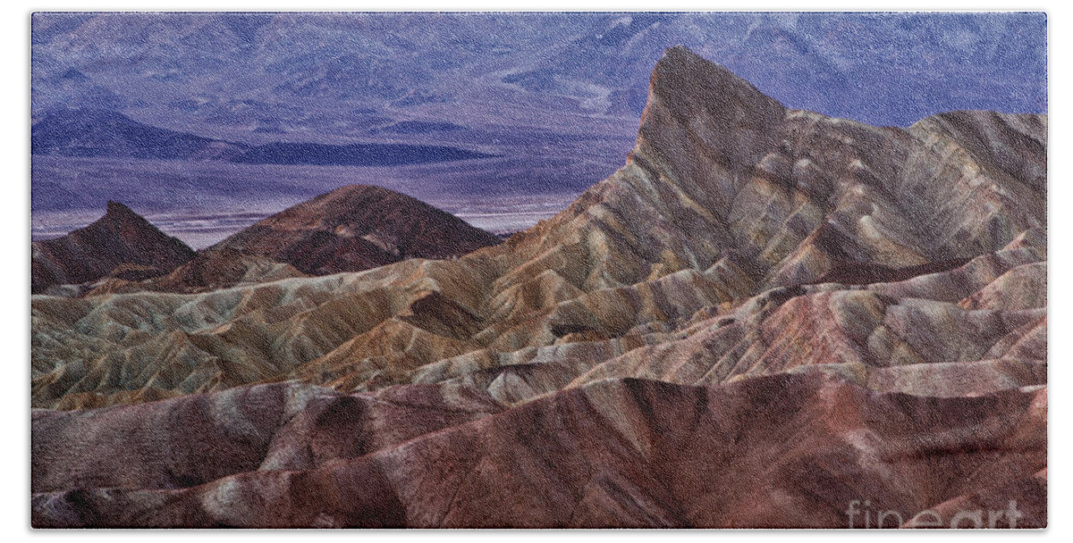 Death Valley Hand Towel featuring the photograph Dawn at Zabriskie Point by Jerry Fornarotto