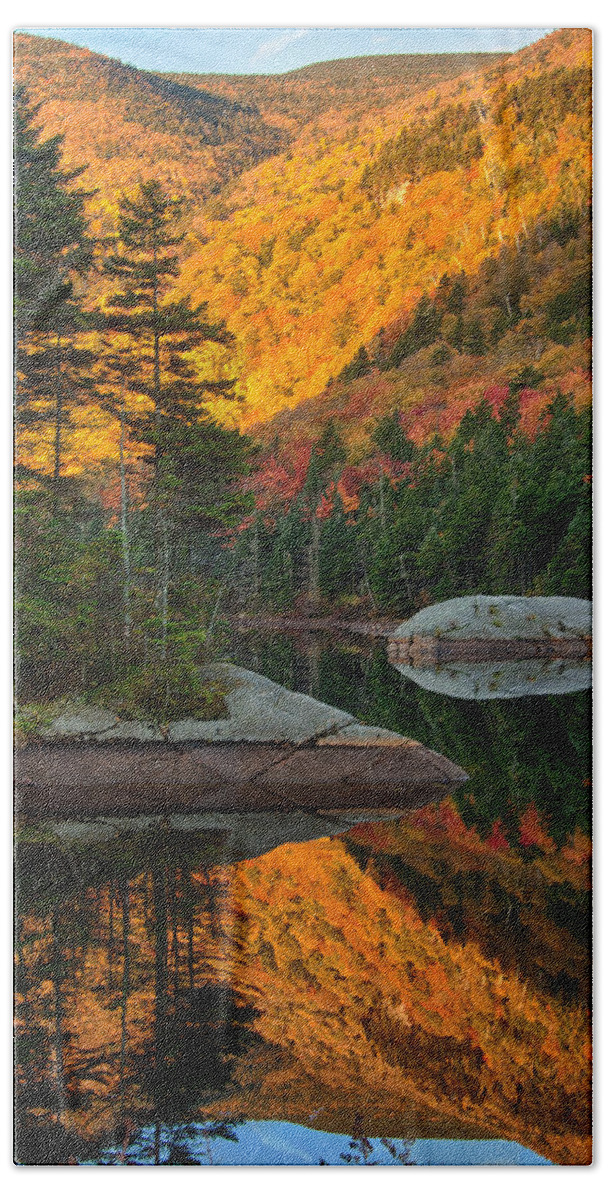 Beaver Pond Bath Towel featuring the photograph Dawns foliage reflection by Jeff Folger