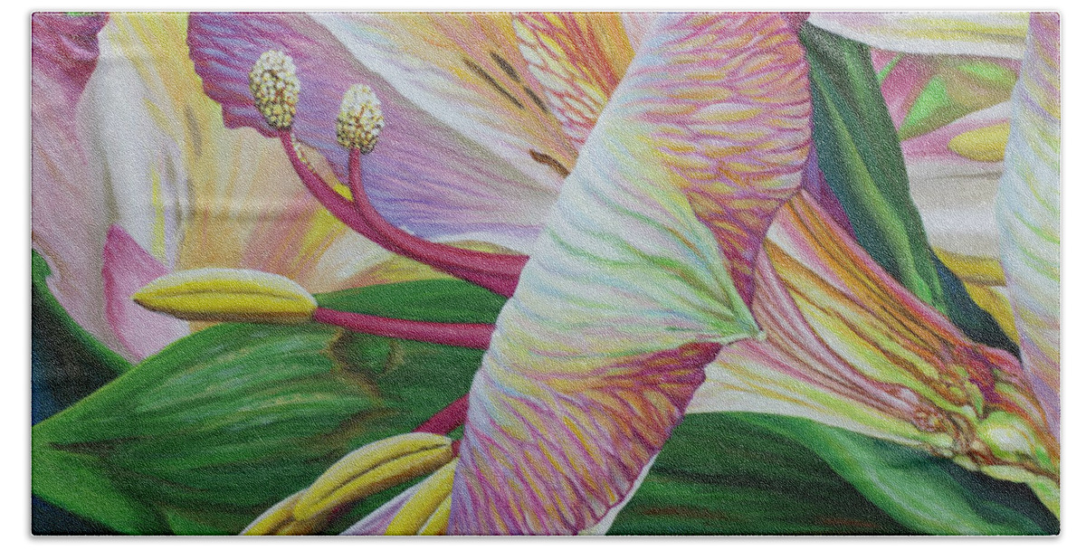 Day Lily Hand Towel featuring the painting Day Lilies by Jane Girardot