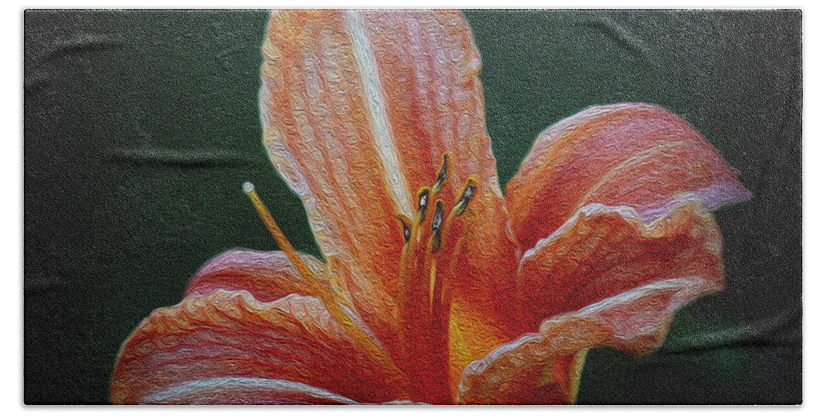 Lily Hand Towel featuring the photograph Day Lily Rapture by Jeanette C Landstrom