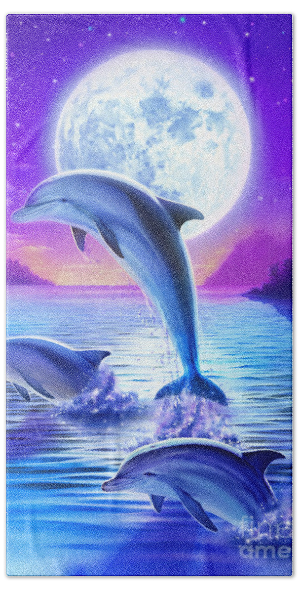 Robin Koni Bath Sheet featuring the digital art Day of the Dolphin by MGL Meiklejohn Graphics Licensing