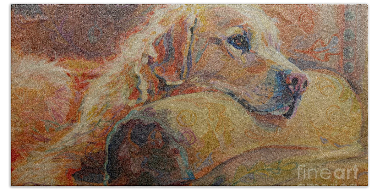 Golden Retriever Hand Towel featuring the painting Daydream by Kimberly Santini