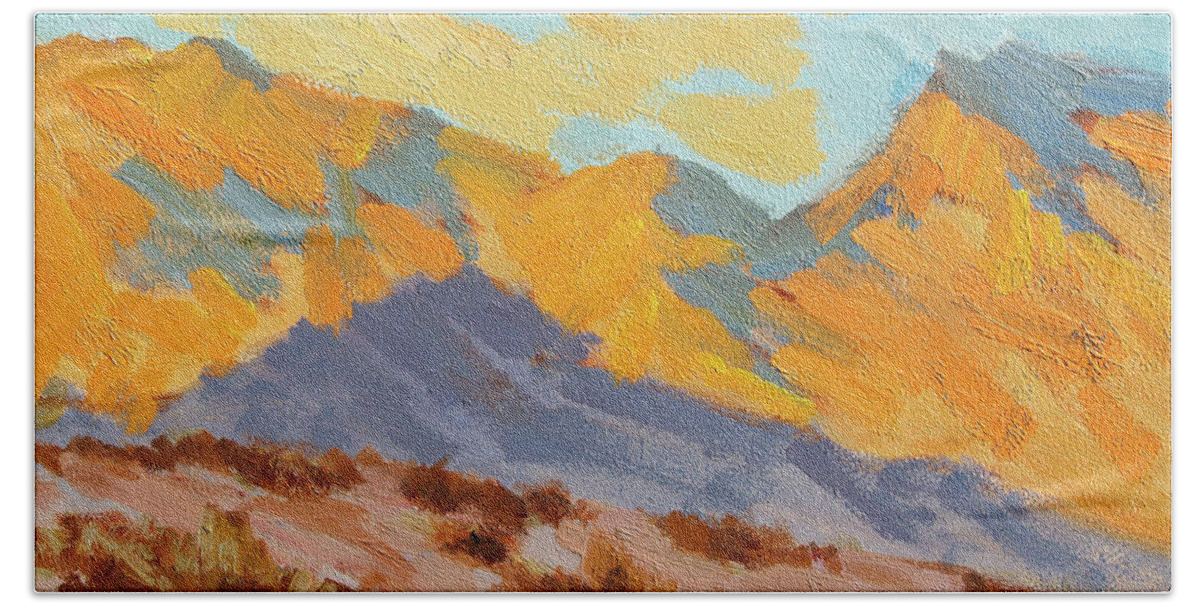 Desert Morning Hand Towel featuring the painting Desert Morning La Quinta Cove by Diane McClary