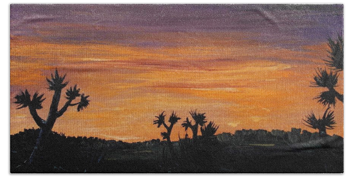 Calm Bath Towel featuring the painting Desert Night by Anastasiya Malakhova