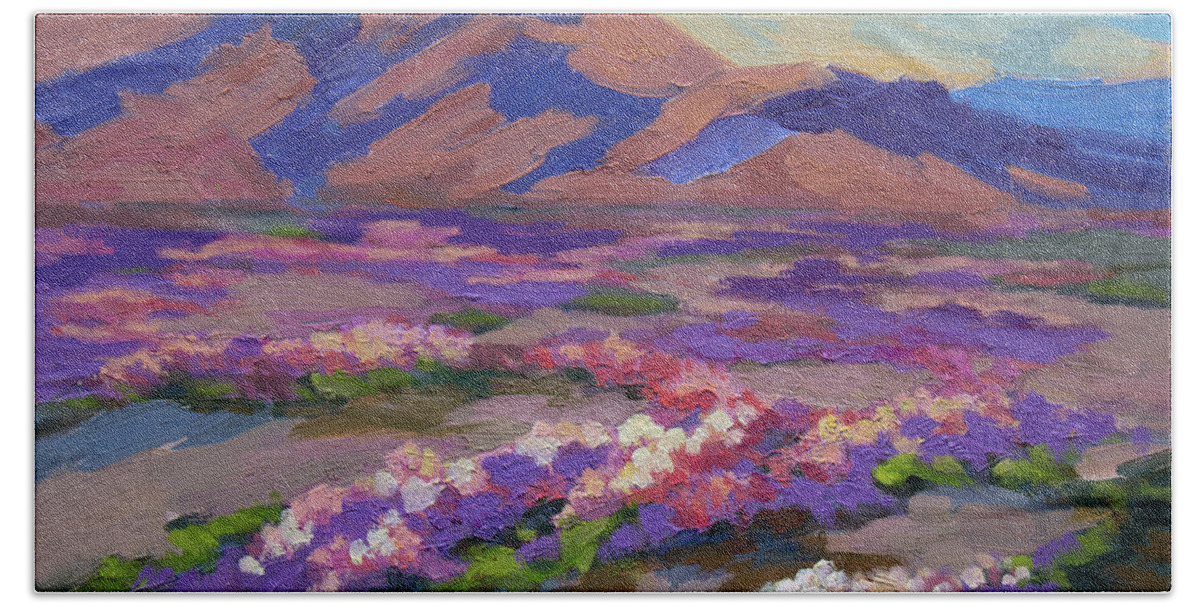 Desert Hand Towel featuring the painting Desert Spring by Diane McClary