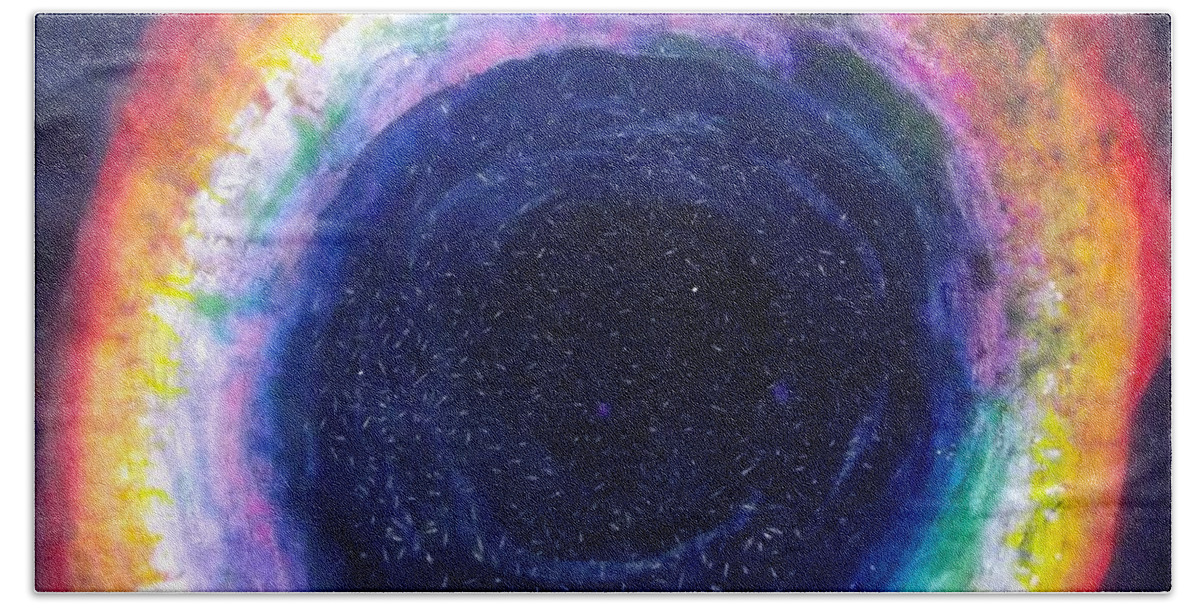 Nebula Hand Towel featuring the painting Mind's Nebula by Cara Frafjord
