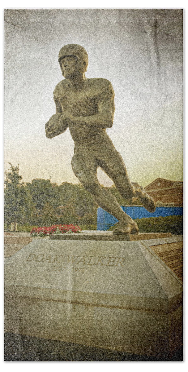 Doak Walker Hand Towel featuring the photograph Doak Walker Statue by Joan Carroll