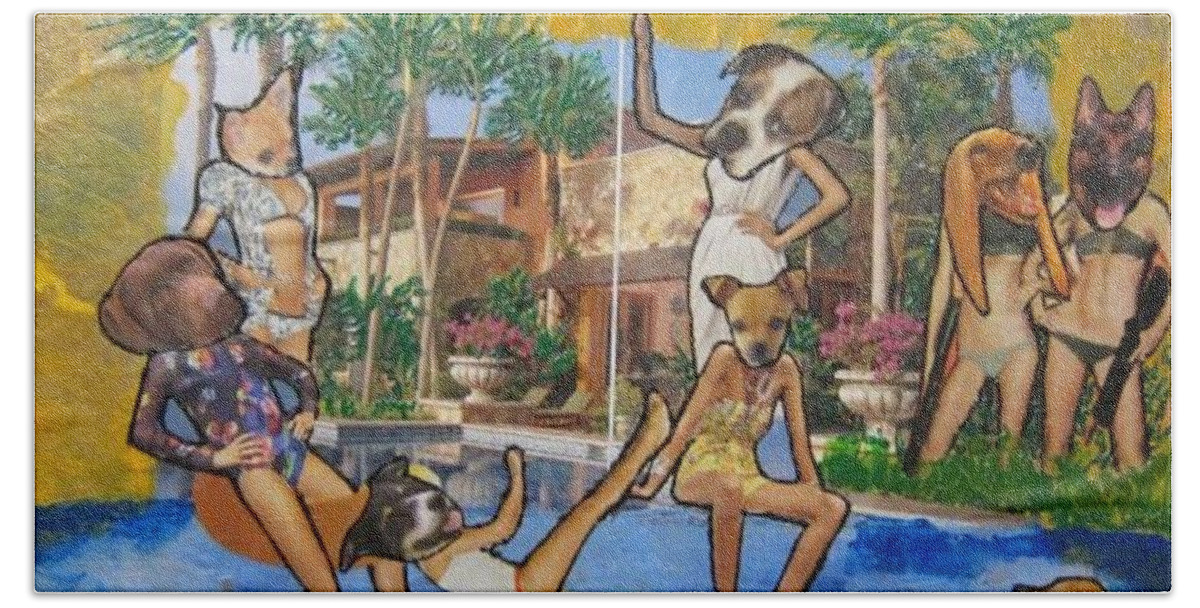 Dogs Bath Towel featuring the painting Dog Days of Summer by Lisa Piper