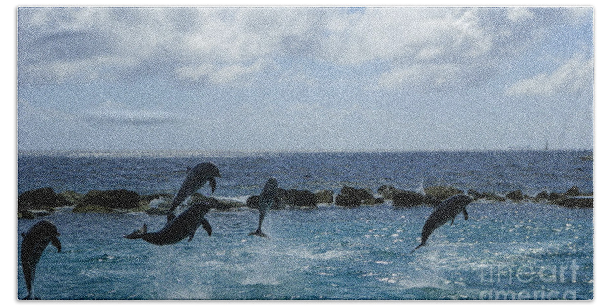 Dolphins Bath Towel featuring the photograph Dolphin Fun by Louise Magno
