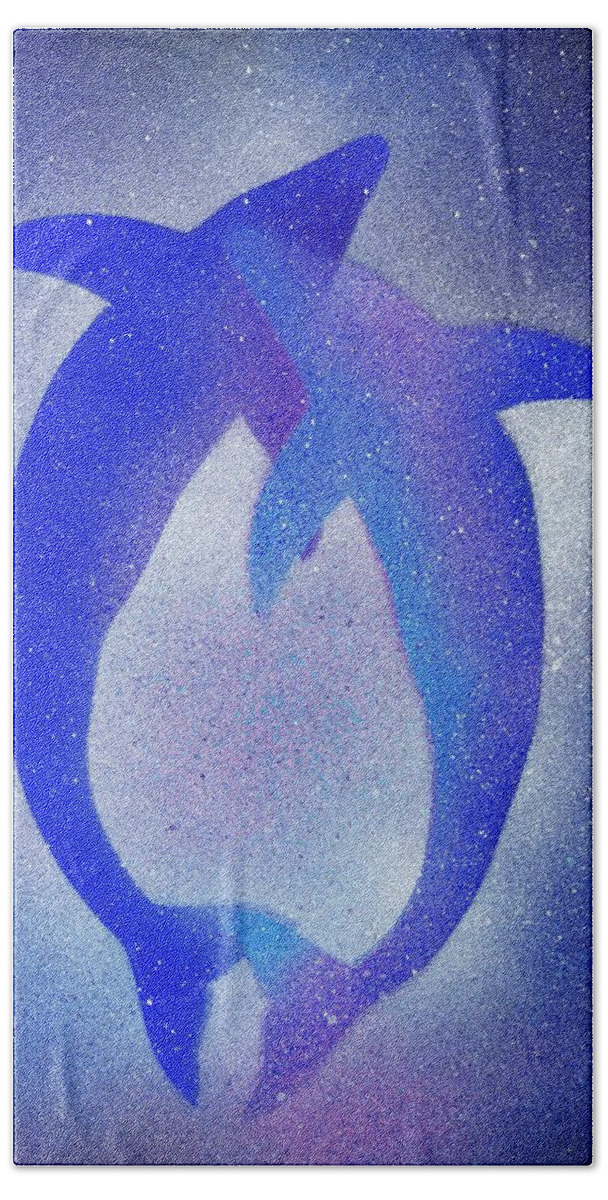 Dolphin Bath Towel featuring the painting Dolphins 3 by Hakon Soreide
