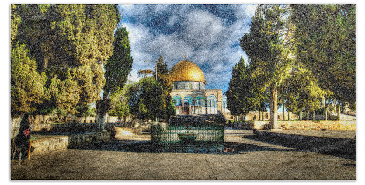 Dome Of The Rock Hand Towel featuring the photograph Dome of the Rock HDR by David Morefield