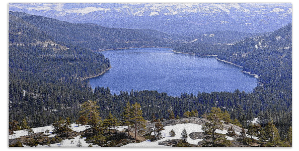 Scenic Hand Towel featuring the photograph Donner Lake by AJ Schibig