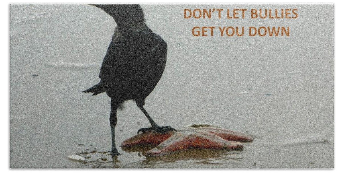 Crow Bath Towel featuring the photograph Don't Let Bullies Get You Down by Gallery Of Hope 