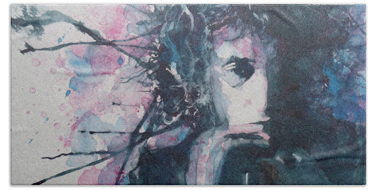 Bob Dylan Hand Towel featuring the painting Don't Think Twice It's Alright by Paul Lovering