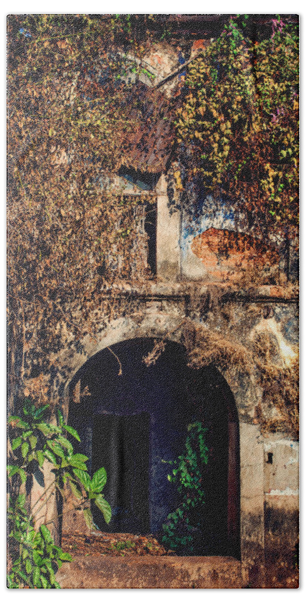 India Bath Towel featuring the photograph Door at Old Portuguese House. Goa. India by Jenny Rainbow