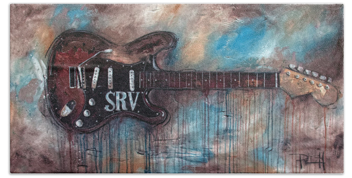 Stevie Ray Vaughan Hand Towel featuring the painting Double Trouble by Sean Parnell