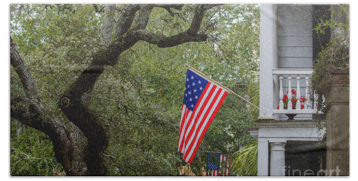 Historic Bath Towel featuring the photograph Downtown Charleston Americana by Dale Powell