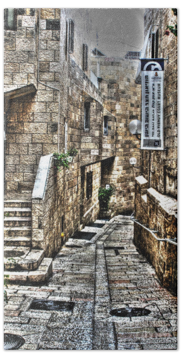 Western Wall Hand Towel featuring the photograph Downtown in Jerusalems Old City by Doc Braham