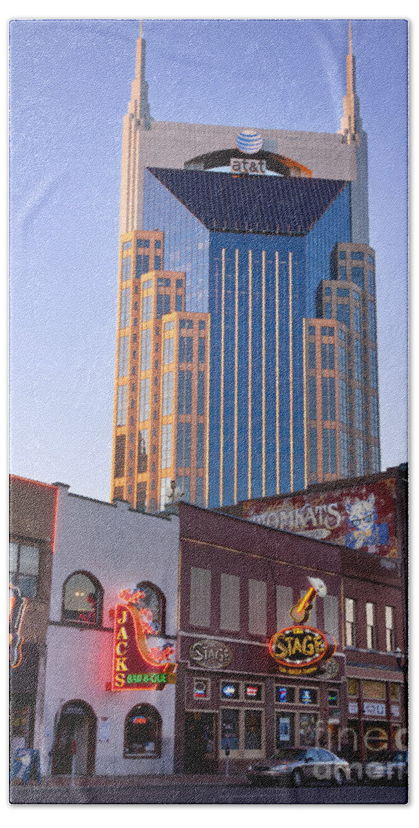 At&t Hand Towel featuring the photograph Downtown Nashville by Brian Jannsen