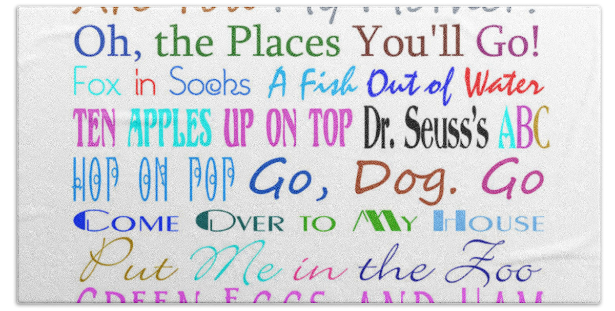Dr Seuss Hand Towel featuring the digital art Dr Seuss Books 3 by Andee Design