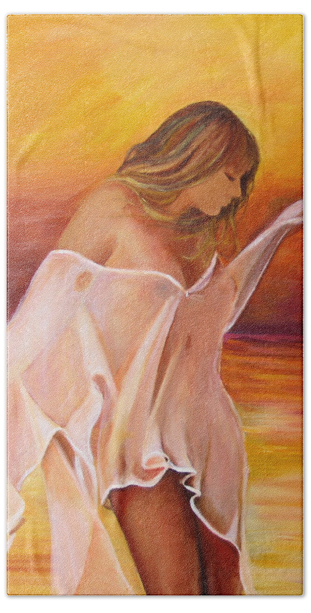 Woman Hand Towel featuring the painting Dream by Sheri Chakamian