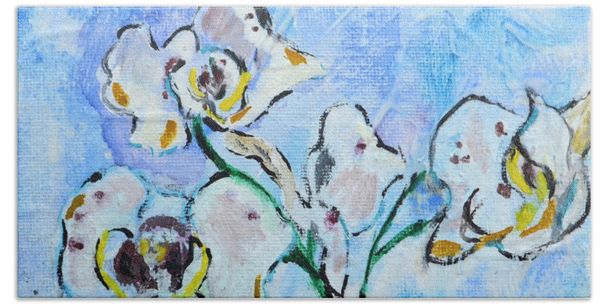 Orchids Hand Towel featuring the painting Dreaming Orchids by Cori Solomon